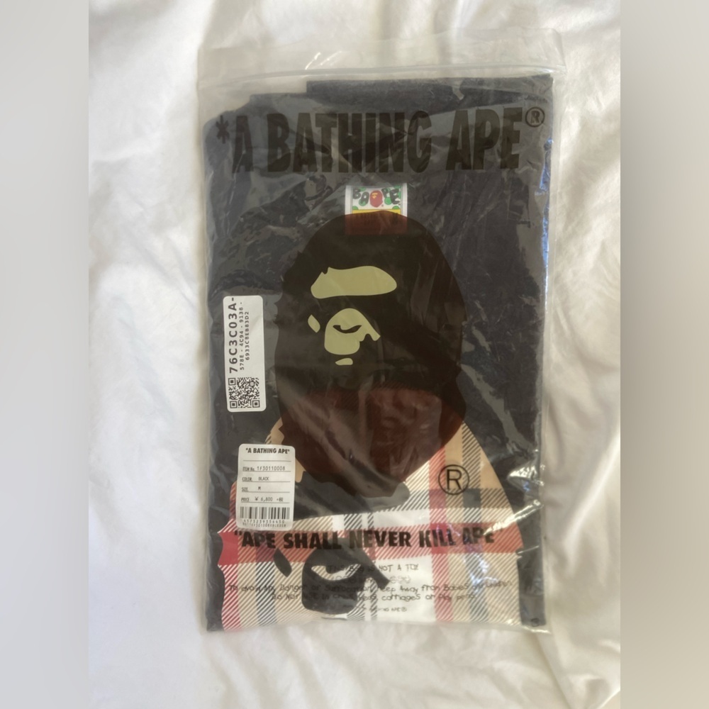 A Bathing Ape BAPE Check By Bathing Ape black Tee Brand  Size Medium NEW
